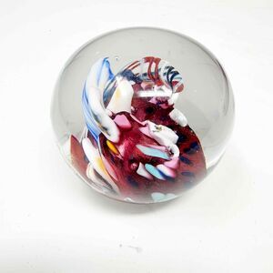 Art Glass Paperweight Hand Blown Multicolored Abstract Vintage